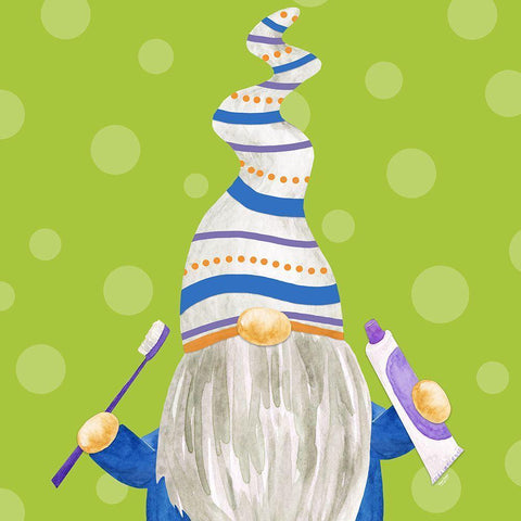 Bathroom Gnomes IV Black Modern Wood Framed Art Print by Reed, Tara