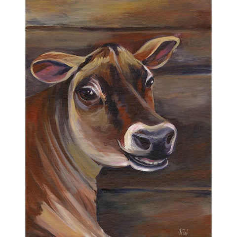 Barn Cow Black Modern Wood Framed Art Print with Double Matting by Wilson, Kelsey