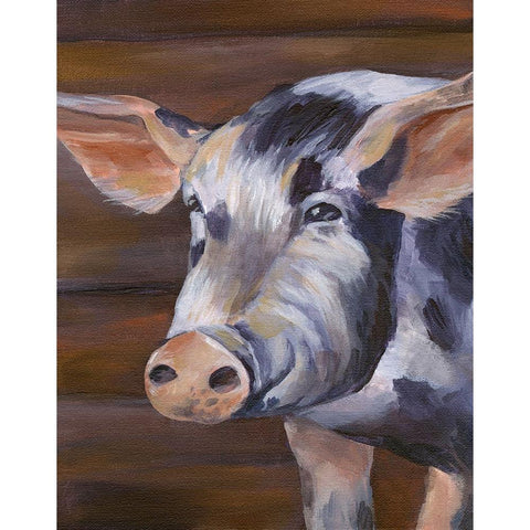 Barn Pig White Modern Wood Framed Art Print by Wilson, Kelsey