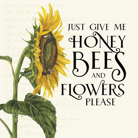 Honey Bees And Flowers Please I-Give me Honey Bees Black Modern Wood Framed Art Print by Reed, Tara