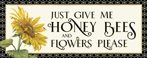 Honey Bees And Flowers Please panel I-Give me Honey Bees Black Modern Wood Framed Art Print by Reed, Tara