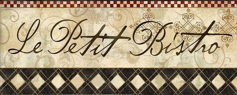 Petit Bistro Sign II Black Ornate Wood Framed Art Print with Double Matting by Coulter, Cynthia