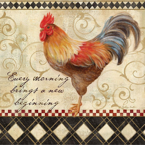 Rooster Sentiment II White Modern Wood Framed Art Print by Coulter, Cynthia