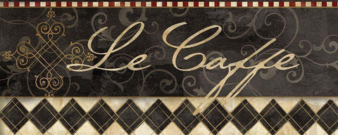 Le Cafe Sign I White Modern Wood Framed Art Print with Double Matting by Coulter, Cynthia