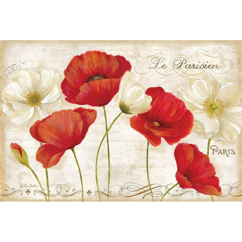 Paris Poppies Landcape Gold Ornate Wood Framed Art Print with Double Matting by Coulter, Cynthia