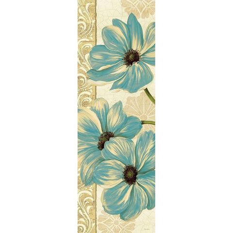 Garden Fete Turquoise Panel I Black Modern Wood Framed Art Print with Double Matting by Gladding, Pamela