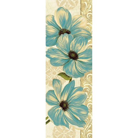 Garden Fete Turquoise Panel II Gold Ornate Wood Framed Art Print with Double Matting by Gladding, Pamela