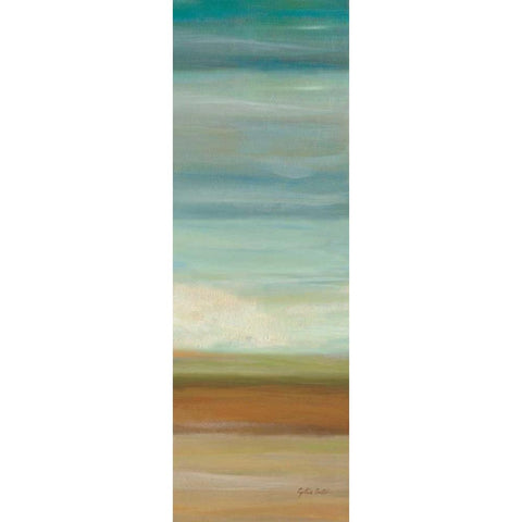 Turquoise Horizons Panel II Black Modern Wood Framed Art Print with Double Matting by Coulter, Cynthia