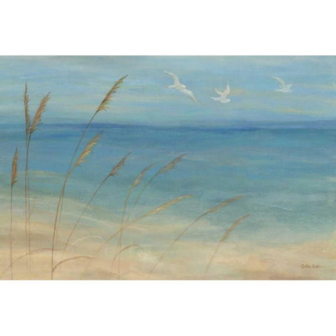 Seagrass Seagulls Black Modern Wood Framed Art Print with Double Matting by Coulter, Cynthia