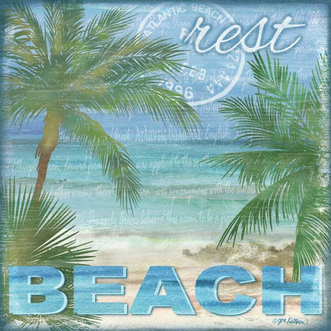Beach Palm I Gold Ornate Wood Framed Art Print with Double Matting by Killeen, Jen