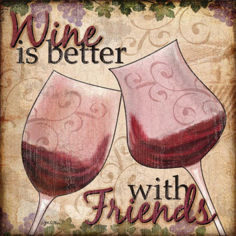 Wine With Friends II Black Modern Wood Framed Art Print with Double Matting by Killeen, Jen