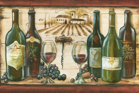 Wooden Wine Landscape White Modern Wood Framed Art Print with Double Matting by Tre Sorelle Studios