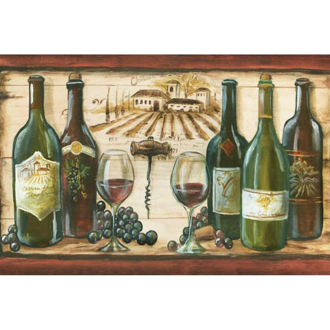 Wooden Wine Landscape Gold Ornate Wood Framed Art Print with Double Matting by Tre Sorelle Studios