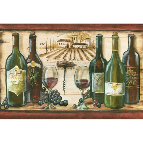 Wooden Wine Landscape White Modern Wood Framed Art Print by Tre Sorelle Studios