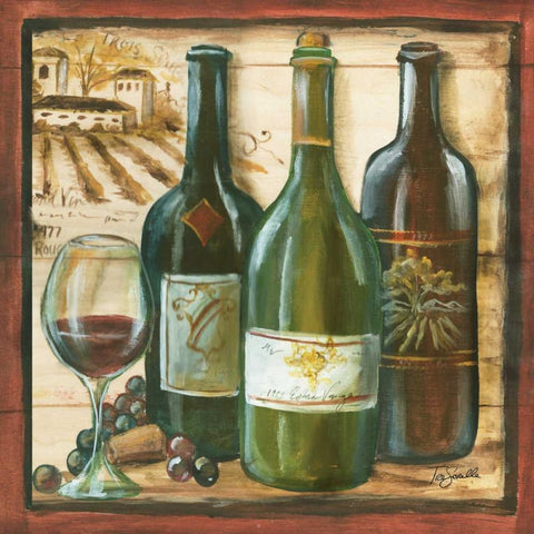 Wooden Wine Square II Gold Ornate Wood Framed Art Print with Double Matting by Tre Sorelle Studios