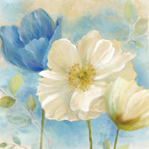 Watercolor Poppies II White Modern Wood Framed Art Print by Coulter, Cynthia