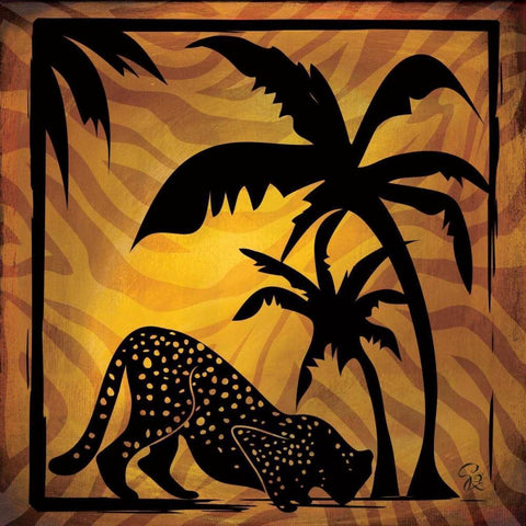 Safari Silhouette I Gold Ornate Wood Framed Art Print with Double Matting by Rivas-Velazquez, Gena