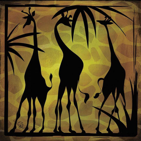 Safari Silhouette III Black Ornate Wood Framed Art Print with Double Matting by Rivas-Velazquez, Gena