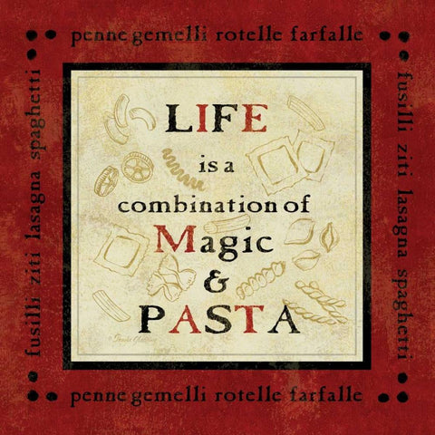 Pasta Sayings I Black Ornate Wood Framed Art Print with Double Matting by Gladding, Pamela