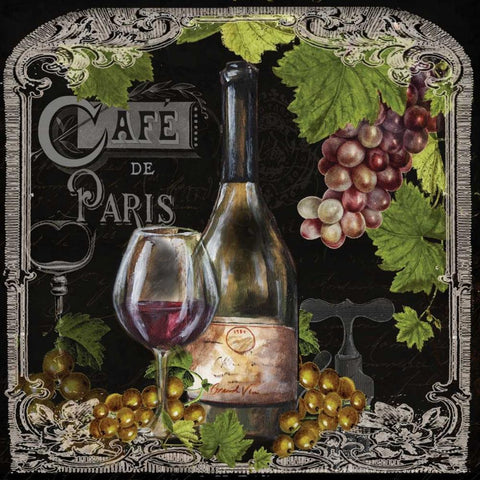 Cafe de Vins Wine II White Modern Wood Framed Art Print with Double Matting by Tre Sorelle Studios