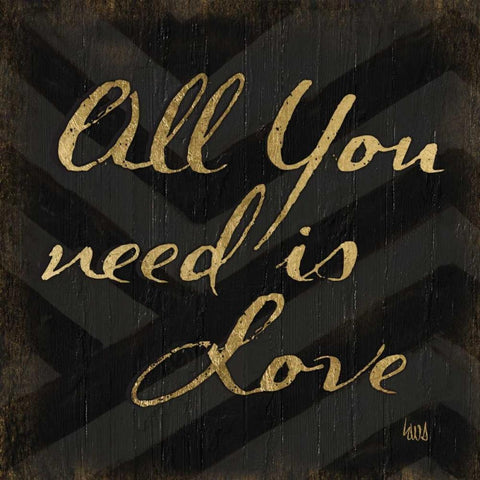 Chevron Sentiments Black-Gold II Black Ornate Wood Framed Art Print with Double Matting by h.artworks