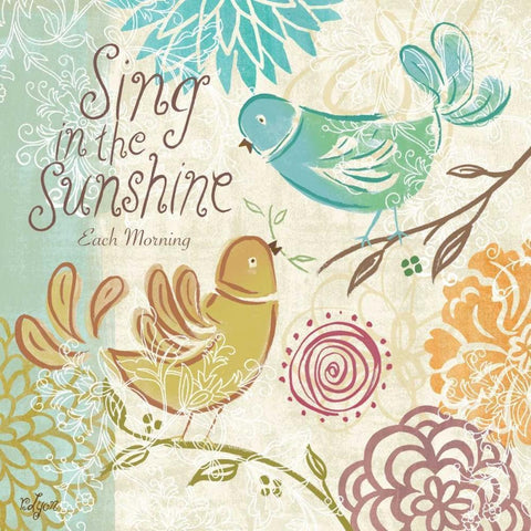 Bird Chirp I Gold Ornate Wood Framed Art Print with Double Matting by Lyon, Rebecca