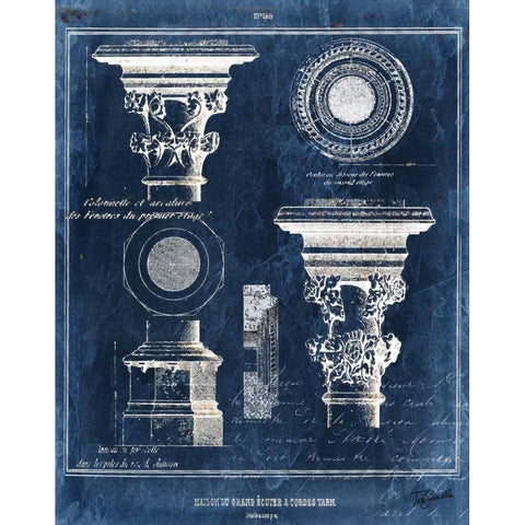 Vintage Blueprints I Gold Ornate Wood Framed Art Print with Double Matting by Tre Sorelle Studios