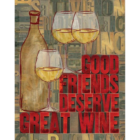 Printers Block Wine and Friends I Gold Ornate Wood Framed Art Print with Double Matting by Reed, Tara