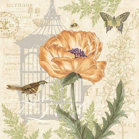 Floral Nature Trail I Gold Ornate Wood Framed Art Print with Double Matting by Gladding, Pamela