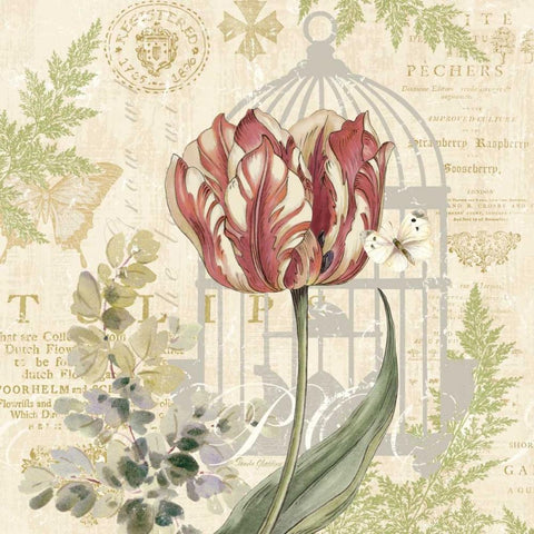 Floral Nature Trail II Black Modern Wood Framed Art Print with Double Matting by Gladding, Pamela