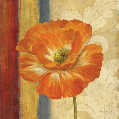Poppy Tapestry Stripes I Black Ornate Wood Framed Art Print with Double Matting by Gladding, Pamela