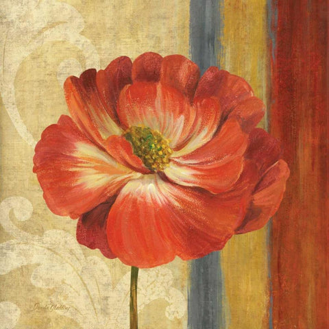 Poppy Tapestry Stripes II White Modern Wood Framed Art Print by Gladding, Pamela
