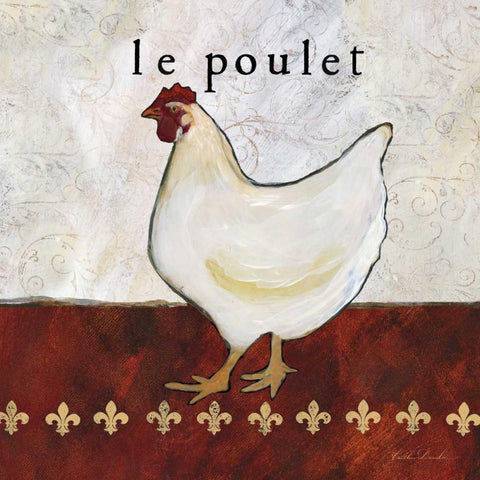 French Country Kitchen II - Le Poulet  White Modern Wood Framed Art Print with Double Matting by Dundon, Caitlin