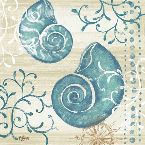 Tranquil Shell II White Modern Wood Framed Art Print by Lyon, Rebecca