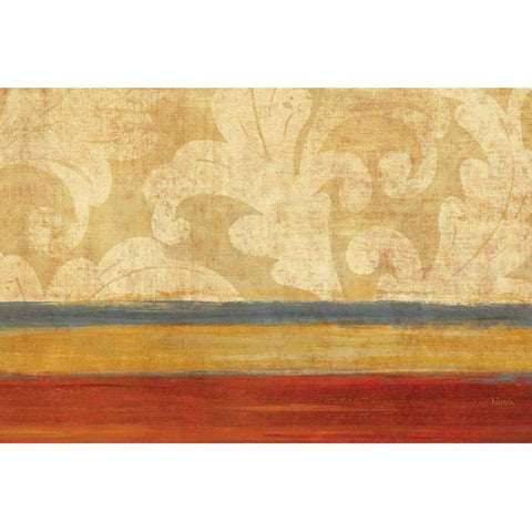 Tapestry Stripe Landscape Gold Ornate Wood Framed Art Print with Double Matting by Studio Nova