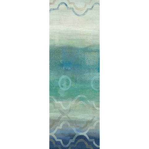 Abstract Waves Blue-Gray Panel I White Modern Wood Framed Art Print by Coulter, Cynthia