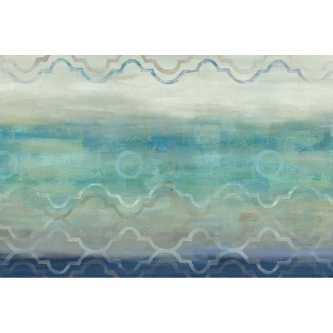 Abstract Waves Blue-Gray Landscape Gold Ornate Wood Framed Art Print with Double Matting by Coulter, Cynthia