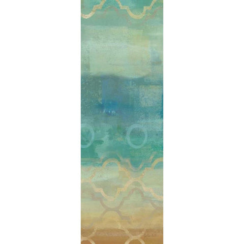 Abstract Waves Blue Panel I Black Modern Wood Framed Art Print with Double Matting by Coulter, Cynthia