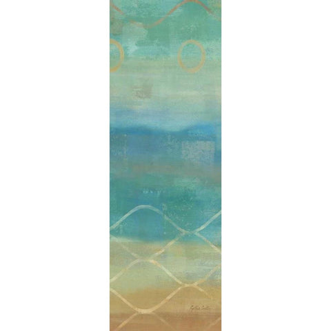 Abstract Waves Blue Panel II Gold Ornate Wood Framed Art Print with Double Matting by Coulter, Cynthia