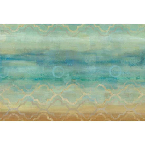 Abstract Waves Blue Landscape Gold Ornate Wood Framed Art Print with Double Matting by Coulter, Cynthia