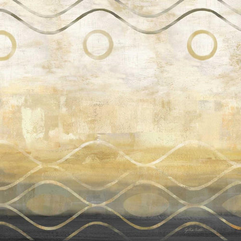 Abstract Waves Black-Gold II Gold Ornate Wood Framed Art Print with Double Matting by Coulter, Cynthia