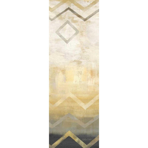 Abstract Waves Black-Gold Panel I White Modern Wood Framed Art Print by Coulter, Cynthia