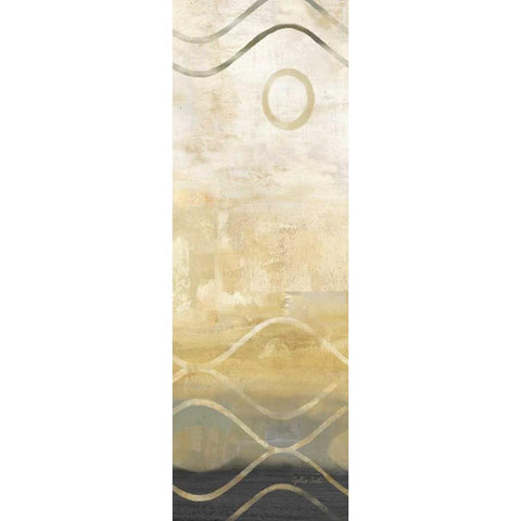 Abstract Waves Black-Gold Panel II Gold Ornate Wood Framed Art Print with Double Matting by Coulter, Cynthia