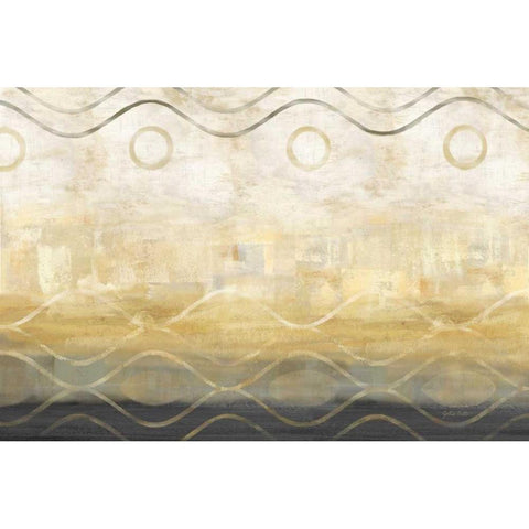 Abstract Waves Black-Gold Landscape Gold Ornate Wood Framed Art Print with Double Matting by Coulter, Cynthia