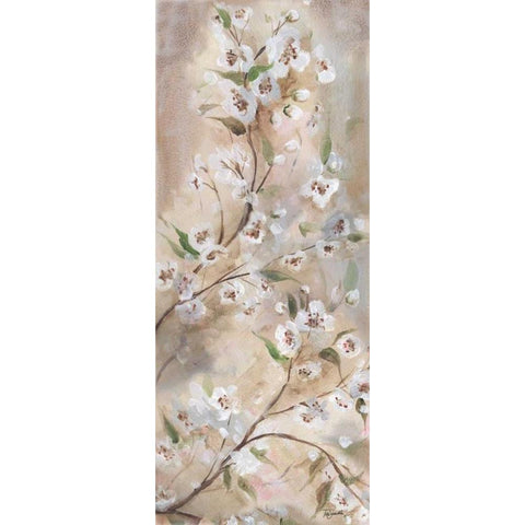 Cherry Blossoms Taupe Panel I  Black Modern Wood Framed Art Print by Tre Sorelle Studios