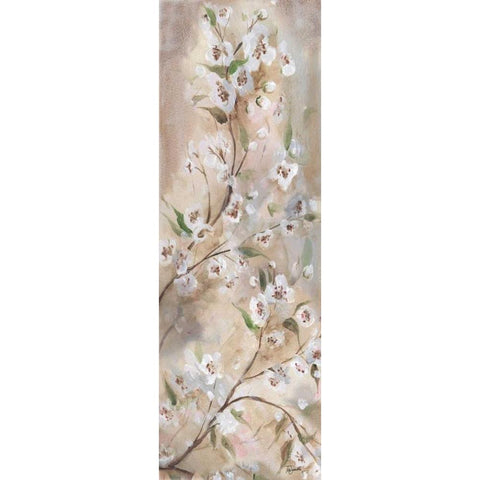 Cherry Blossoms Taupe Panel II  Black Modern Wood Framed Art Print with Double Matting by Tre Sorelle Studios