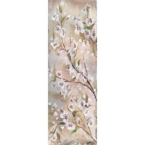 Cherry Blossoms Taupe Panel II  Black Modern Wood Framed Art Print by Tre Sorelle Studios