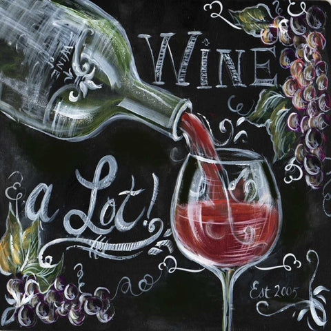 Chalkboard Wine I  White Modern Wood Framed Art Print with Double Matting by Tre Sorelle Studios