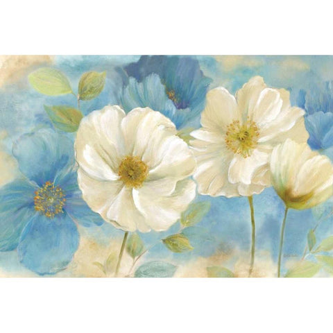 Watercolor Poppies Landscape  White Modern Wood Framed Art Print by Coulter, Cynthia