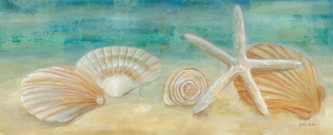 Horizon Shells Panel I  White Modern Wood Framed Art Print with Double Matting by Coulter, Cynthia